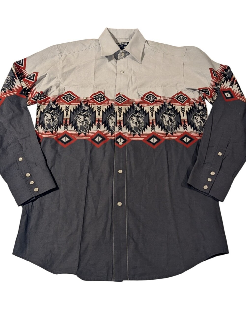 Panhandle Men's Button Down Western Rodeo Long Sleeve Shirt Size Medium